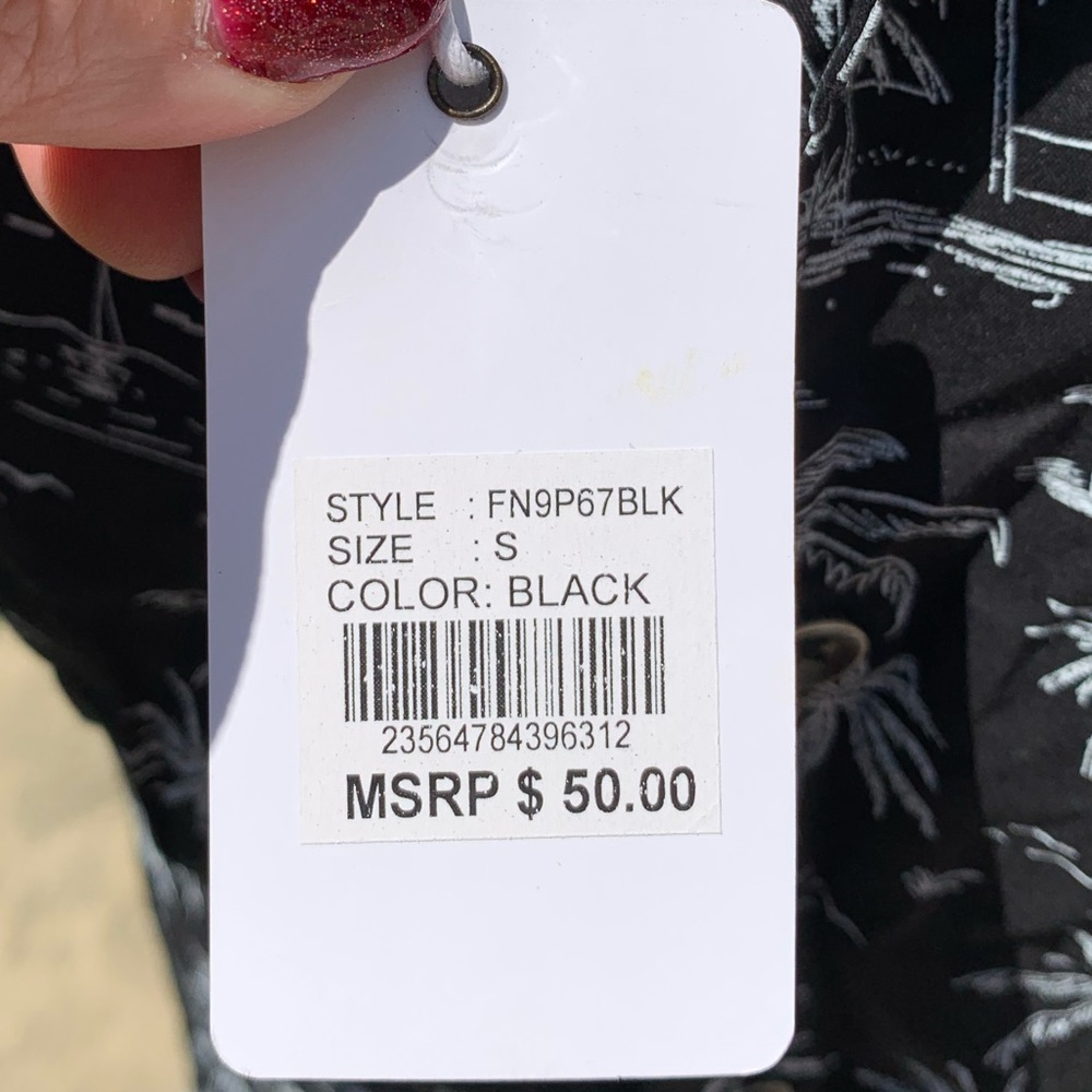 Free Planet Short Sleeve Button Down Black Shirt - Picture 4 of 7